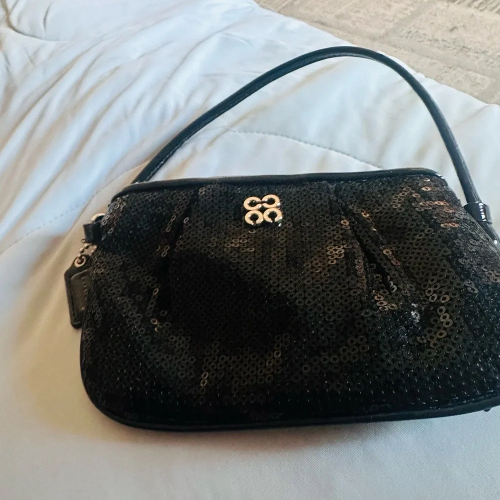 Coach Black Sequin Wristlet